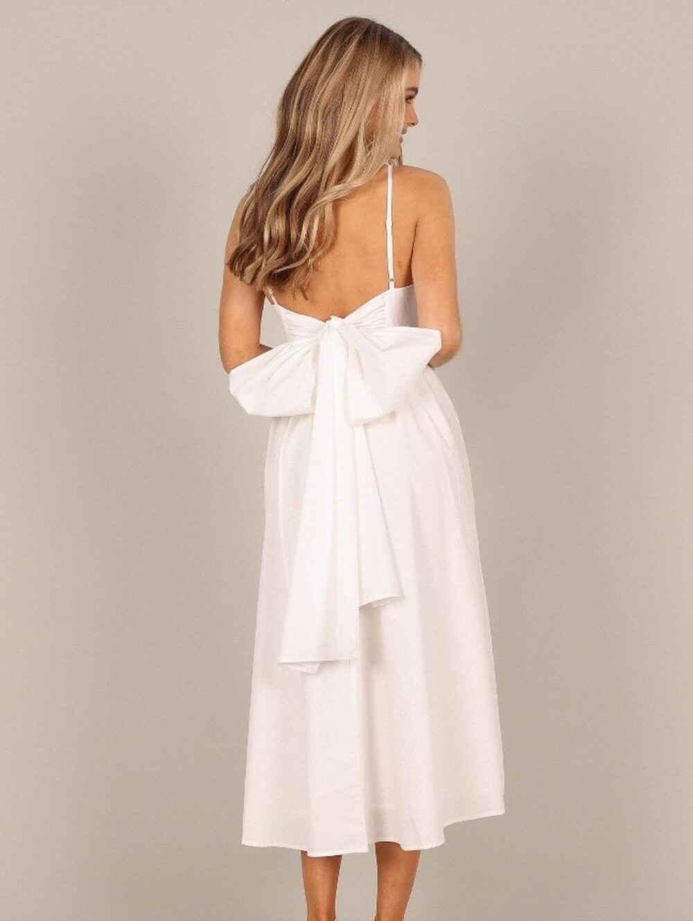 Petal + Pup Alice Bow Back Midi Dress White Cotton NWT Size US 4 - Picture 2 of 7